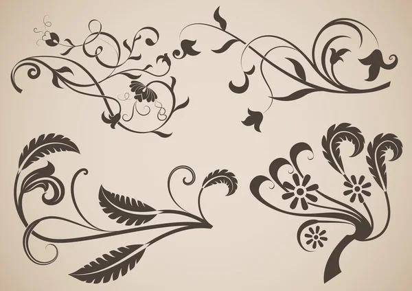 Vintage floral designelementen vector illustratie. — Stockvector