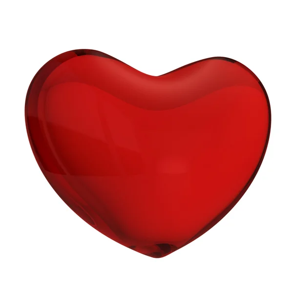 Corazón de cristal rojo aislado sobre fondo blanco . —  Fotos de Stock