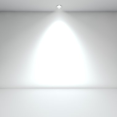 Illuminated empty white interior with spot light.