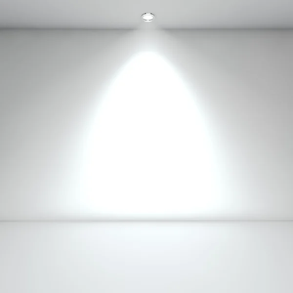 Verlichte leeg wit interieur met ter plaatse licht. — Stockfoto