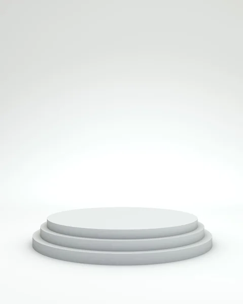 Beyaz arkaplanda 3 adım boş podyum.