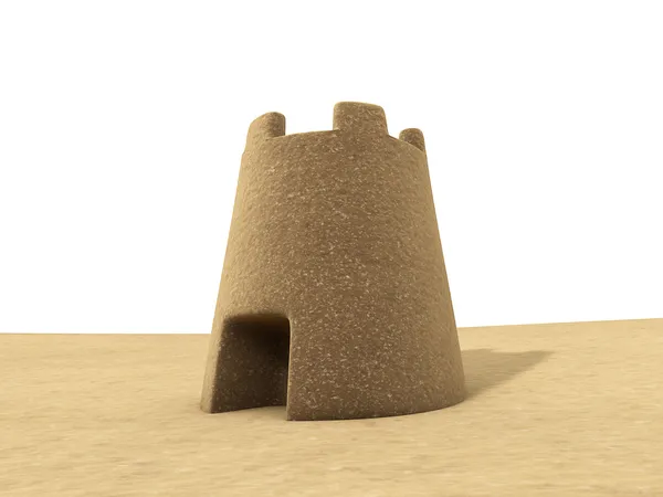 Castelo de areia 3D renderizar wirh fundo branco . — Fotografia de Stock