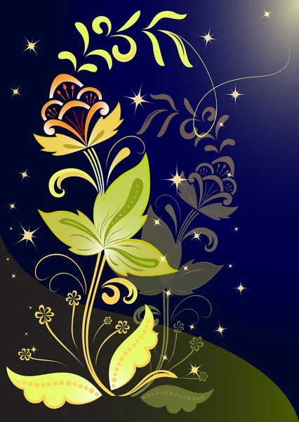 Night flower vector background. — Stock Vector