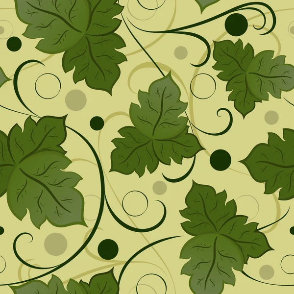 Seamless green leaves vector pattern. — Stock Vector