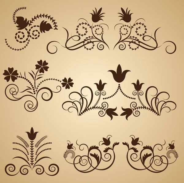 Floral vintage vector design elements. — Stock Vector