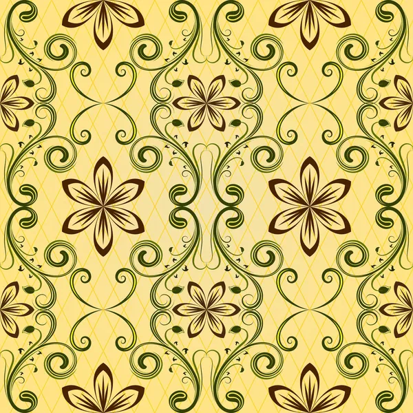 Seamless yellow floral vector pattern. — Stock Vector