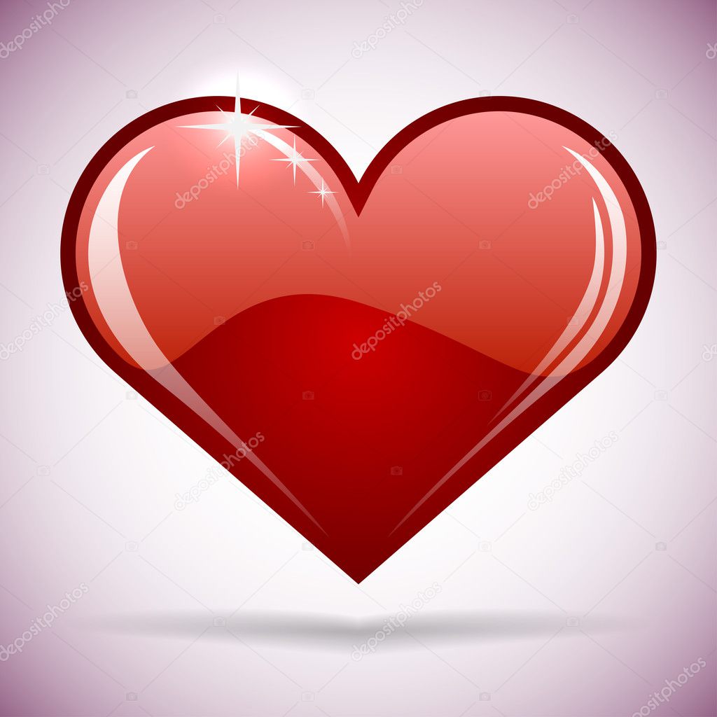 Glossy red heart vector illustration.
