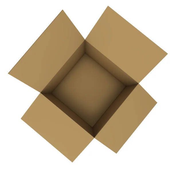 Empty cardboard box. Top view. — Stock Photo, Image