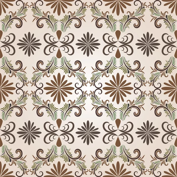 Seamless brown floral vector pattern. — Stock Vector