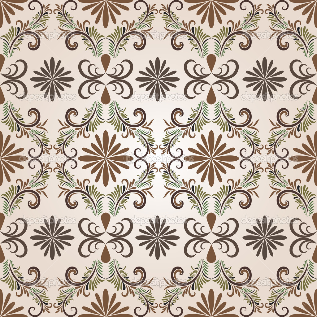 Seamless brown floral vector pattern.