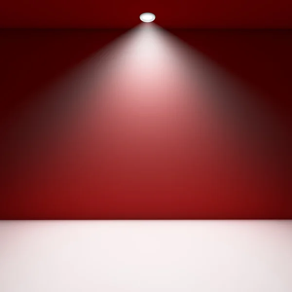 Red empty room with single light. — Stock Photo, Image