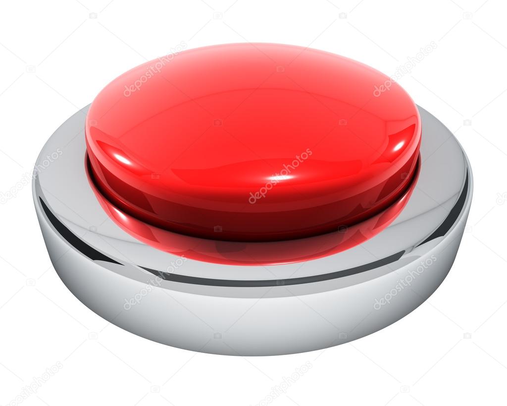 Big red button isolated on white background.