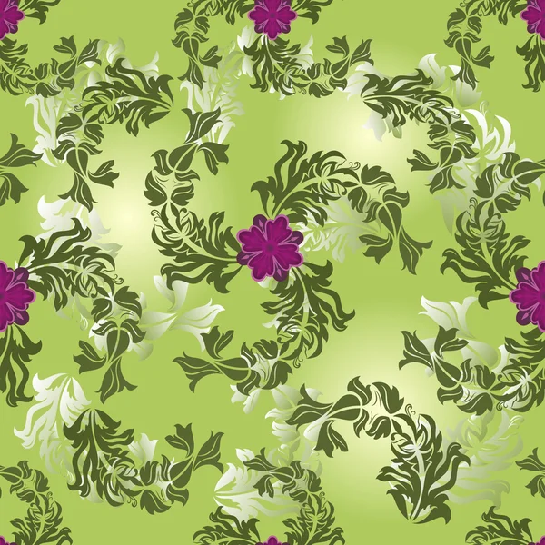 Seamless flower green vector pattern. — Stock Vector