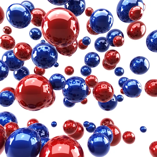 Rood en blauw glanzende bollen achtergrond. — Stockfoto