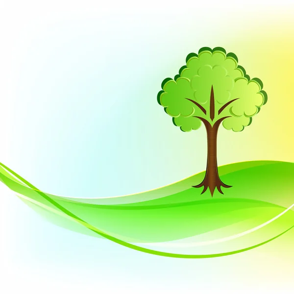 Green tree summer vector background. — Stock Vector