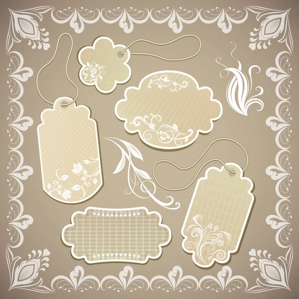Etiquettes en papier beige — Image vectorielle