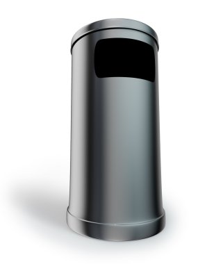 ofis bin beyaz zemin üzerine izole metal kül