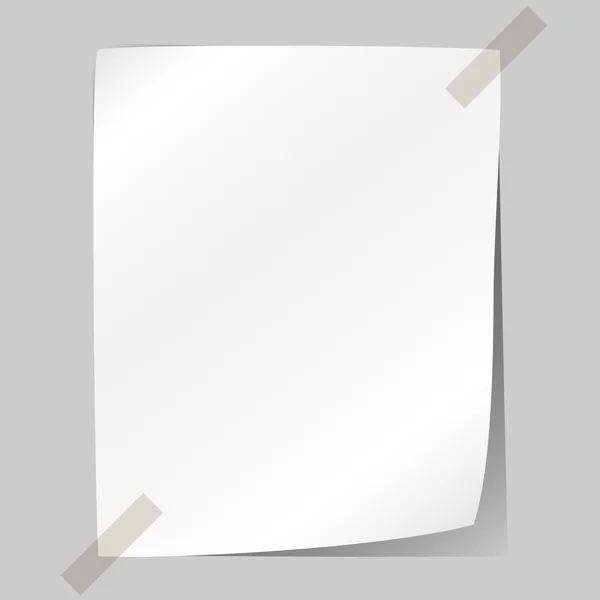 Blank white sheet of paper stuck to the wall. — Stock Vector