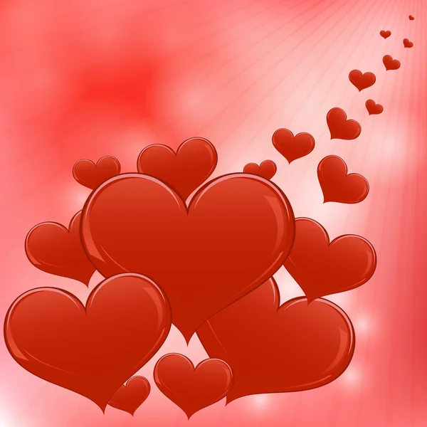 Červené srdce Valentýna den vektorové pozadí. — Stockový vektor