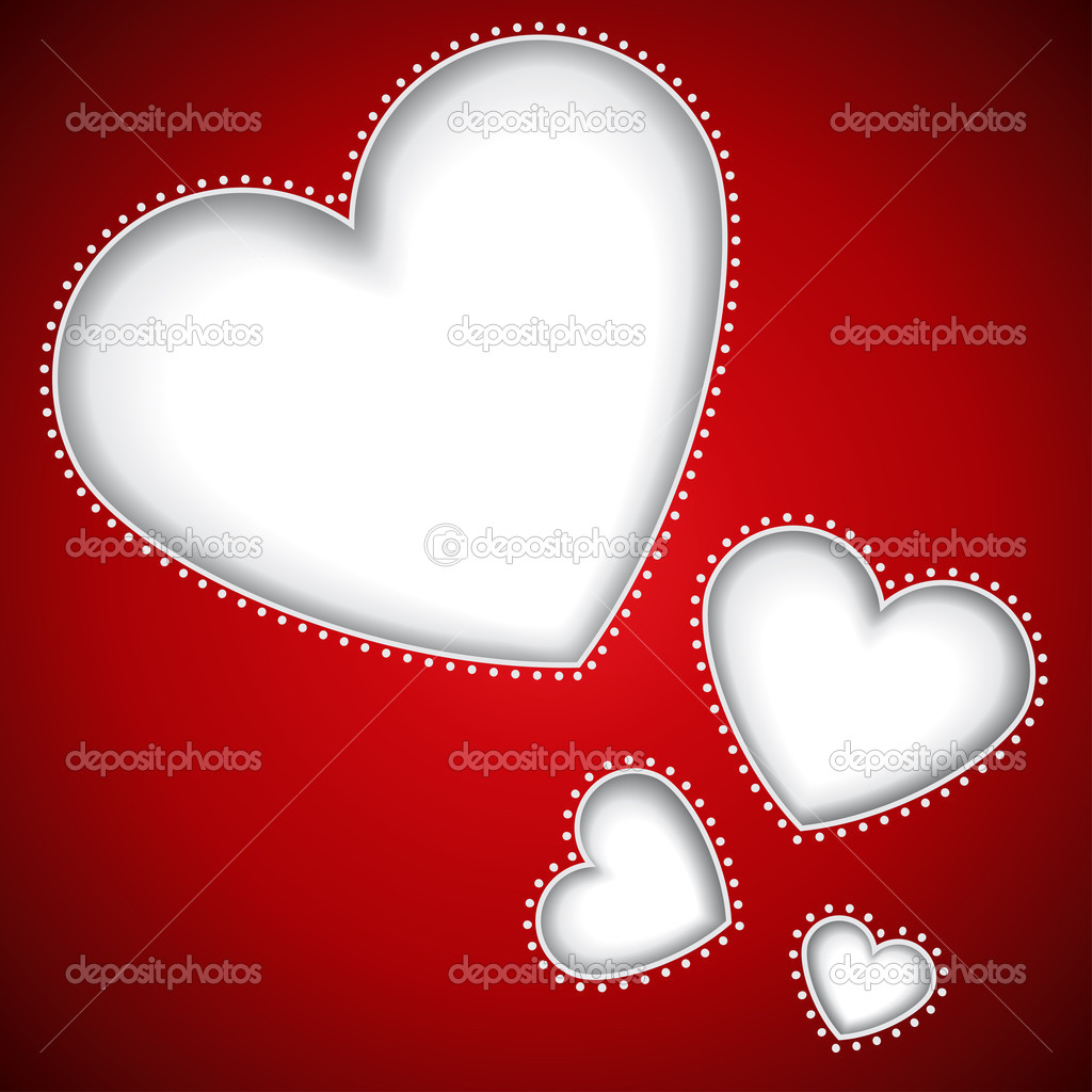 Cut heart shapes red vector background with copy space. — Stock Vector
