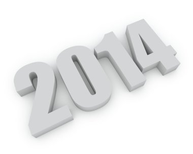 gölge ile 3D 2014 yılı beyaz rakamlar.