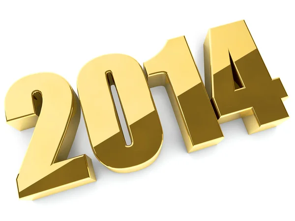 3D 2014 year golden figures with shadow. — Stock Photo, Image