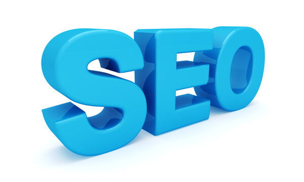 SEO 3D blue letters (Search engine optimization) isolated on whi