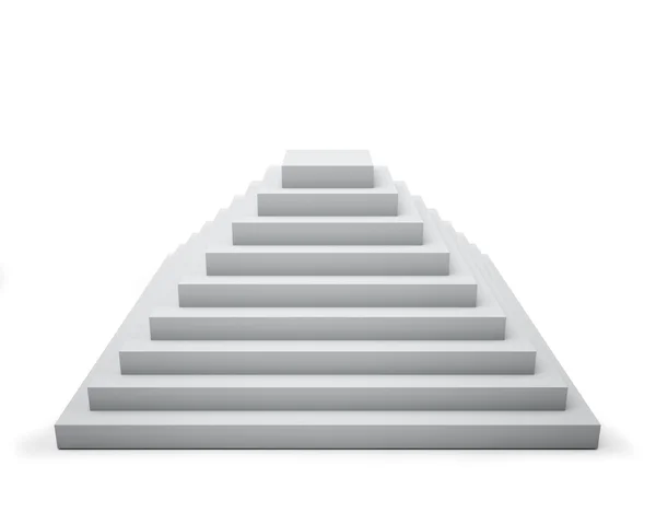 3D pirâmide passo branco isolado no fundo branco . — Fotografia de Stock