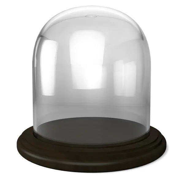 Empty glass dome with wooden base — Stock Photo, Image