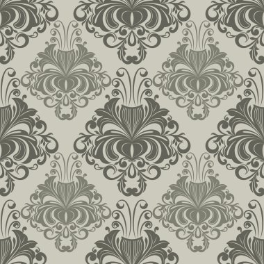 Dikişsiz süslü vintage vektör duvar kağıdı deseni ile çiçek tomurcuk