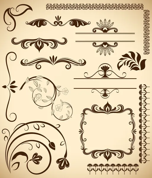 Elementos de diseño vintage floral — Archivo Imágenes Vectoriales