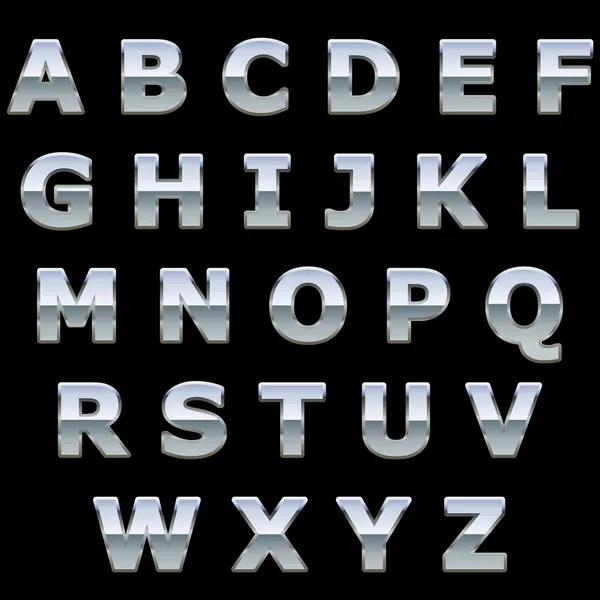 Chrome métal lettres brillantes — Image vectorielle