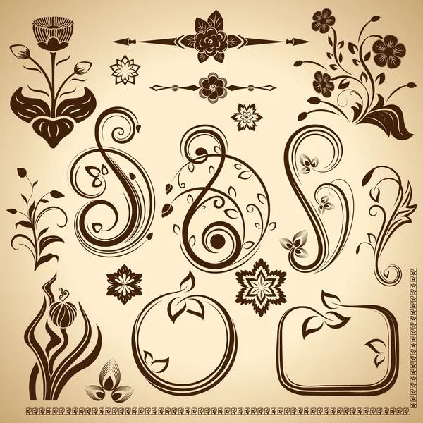 Elementos de diseño vectorial vintage floral . — Archivo Imágenes Vectoriales