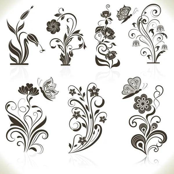 Éléments de conception vectoriels de fleurs — Image vectorielle