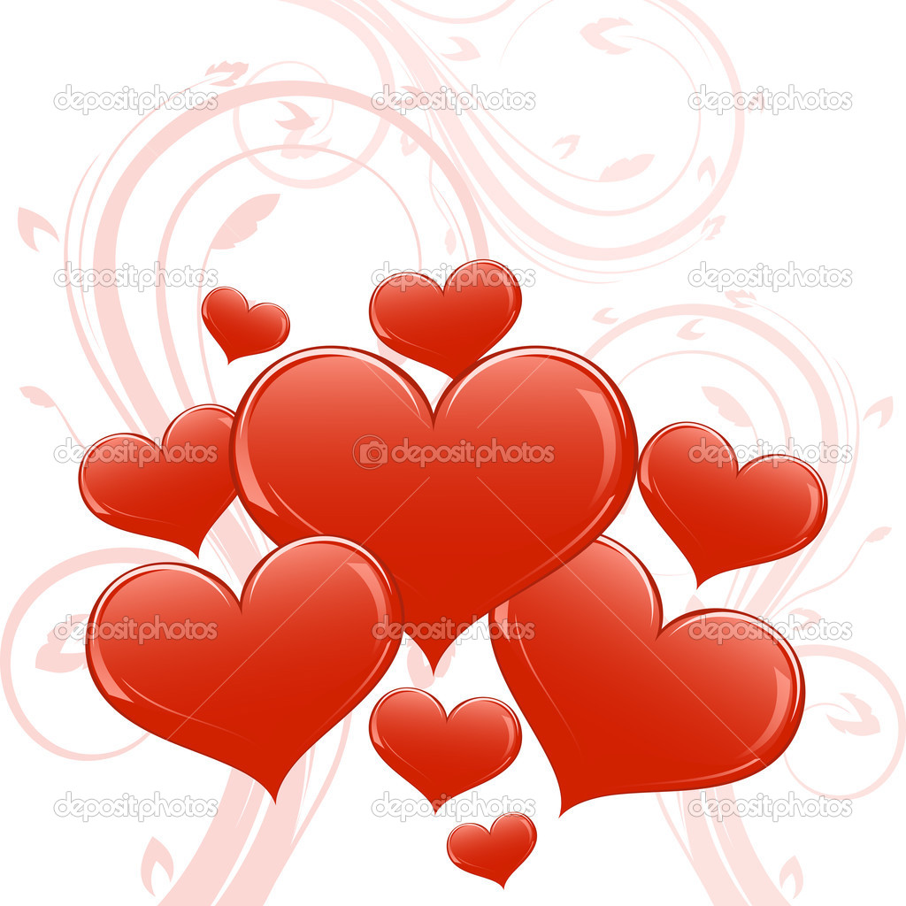 Abstract glossy heart shapes Valentine card.