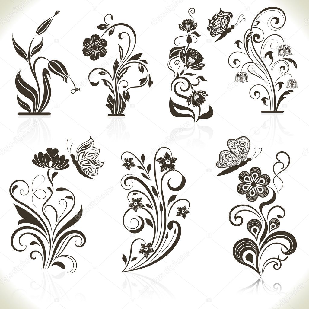 Floral flower vector design elements
