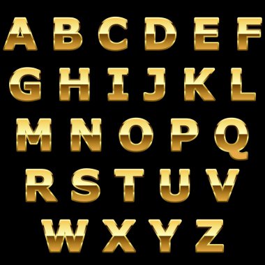 Golden metallic shiny letters clipart