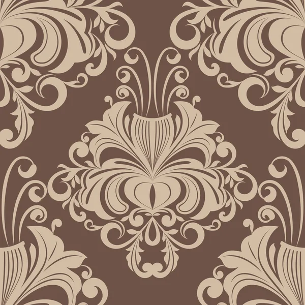 Naadloze bruin vintage wallpaper vector patroon. — Stockvector