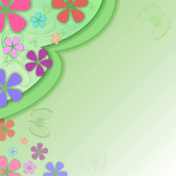 Summer green vector background with flower buds and copy space. — Wektor stockowy