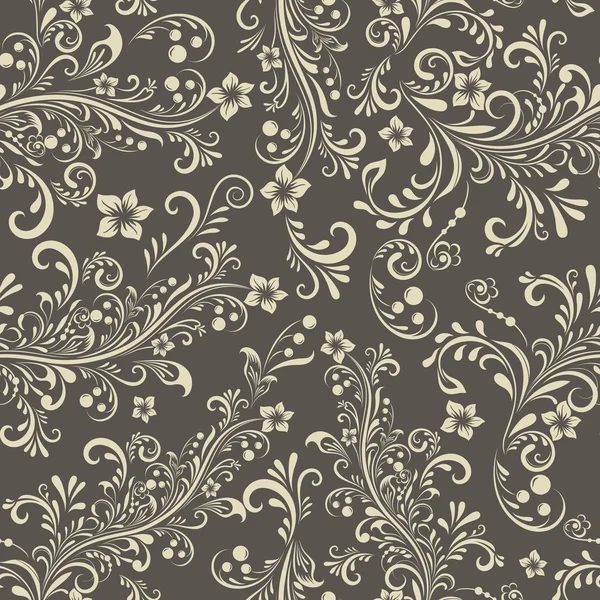 Seamless dark beige floral vintage vector pattern. — Wektor stockowy