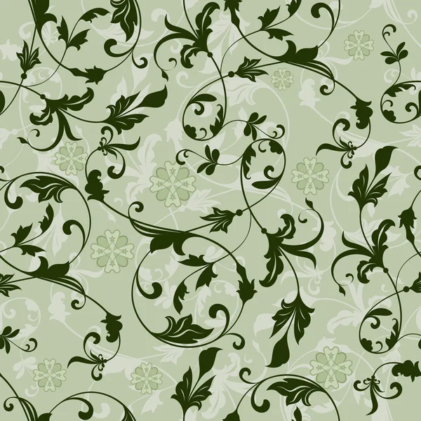 Padrão de vetor vintage floral verde sem costura . —  Vetores de Stock