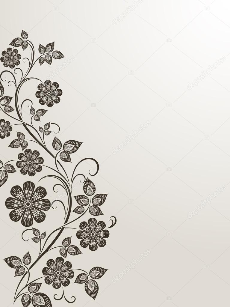 Vintage flower side vector design element.