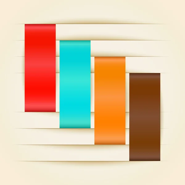 Rayas de papel de color insertadas en el corte de papel — Vector de stock