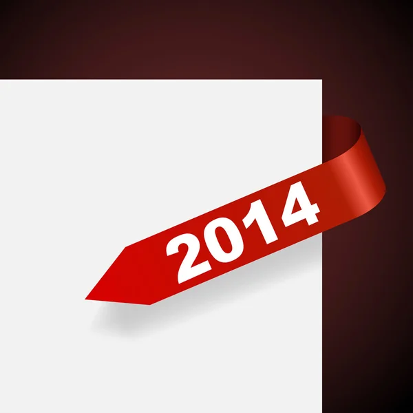 Red paper label with 2014 year figures vector illustration. — Stock Vector