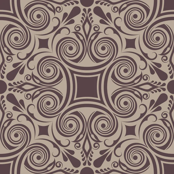 Inconsútil marrón abstracto floral remolino ornamento vector patrón . — Vector de stock