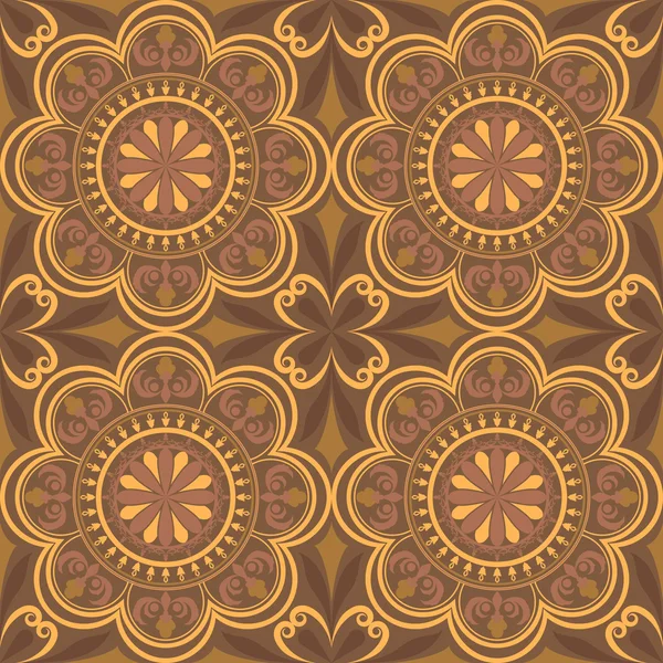 Seamless brown abstract ornamental flower buds vector pattern. — Stock Vector