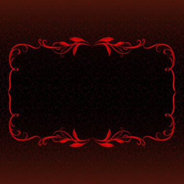 Kırmızı çiçekli çerçeve süsleme vektör çizim ile kare kartı