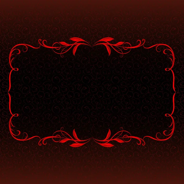 Tarjeta cuadrada con marco floral rojo ornamento vector ilustración — Vector de stock