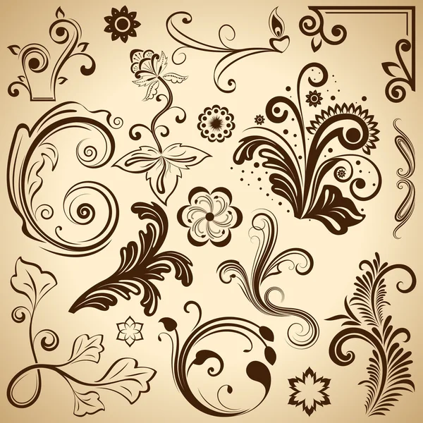 Elementos de diseño vectorial vintage floral . — Vector de stock