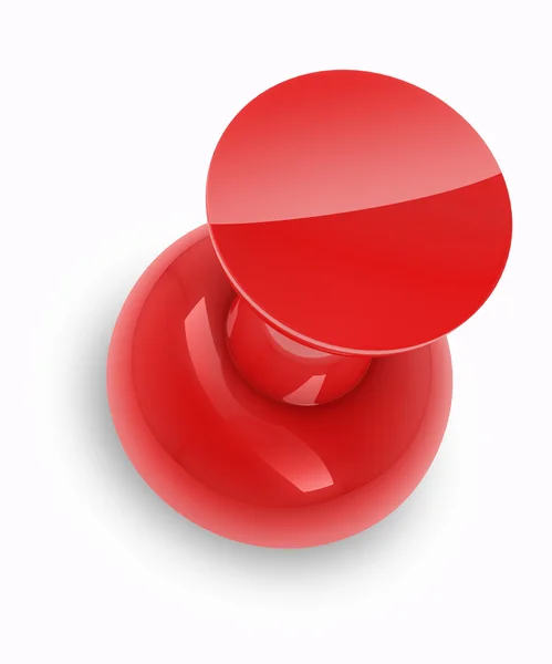 Pin de empuje rojo con sombra aislada sobre fondo blanco . — Foto de Stock
